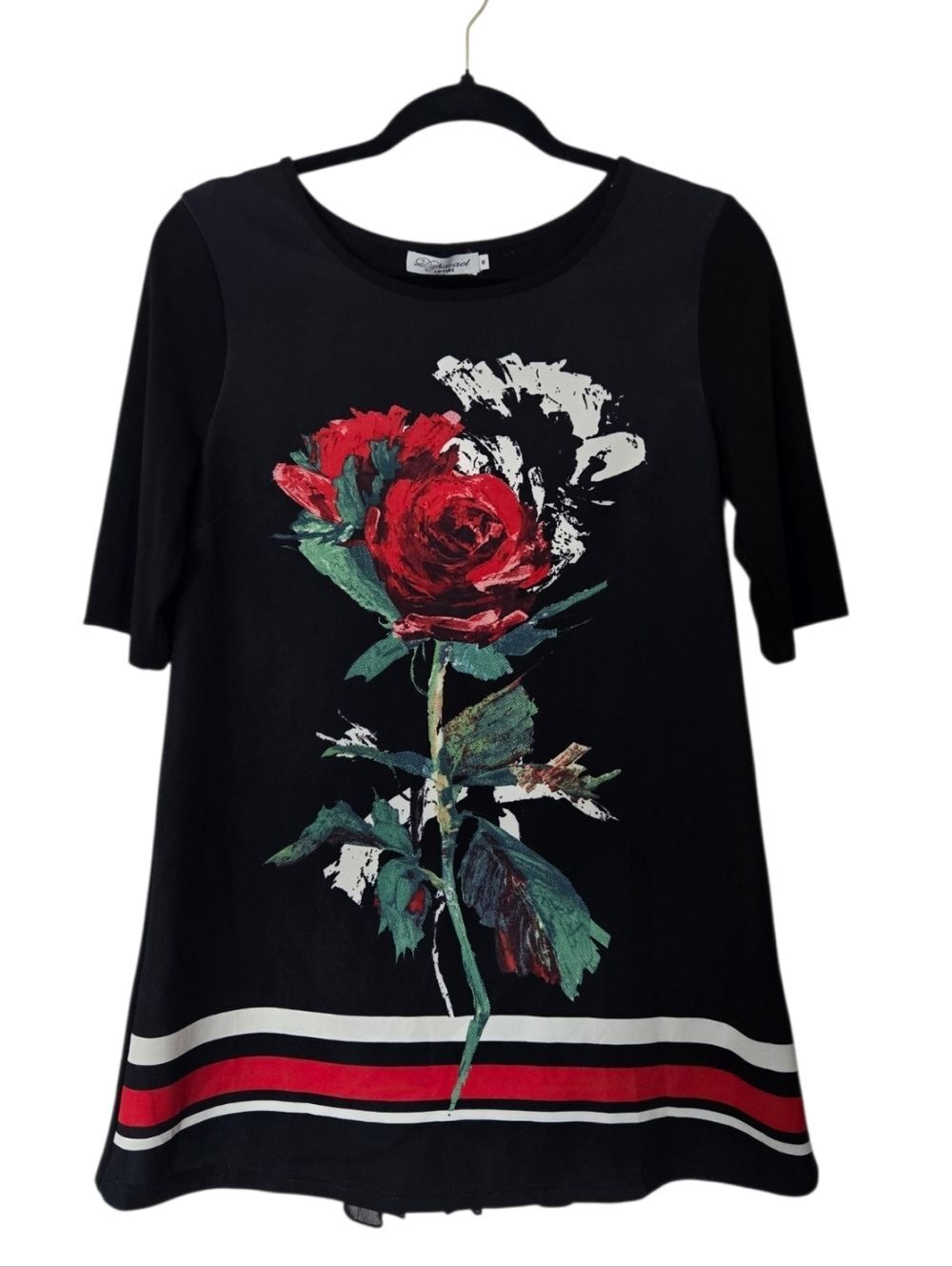 NEW Tunic Rose Print Pleated back detail Lagenlook Medium